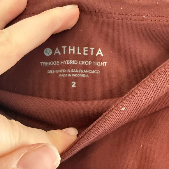 Athleta Trekkie Hybrid Crop Tight Cognac Brown Size 2 - Picture 8 of 9